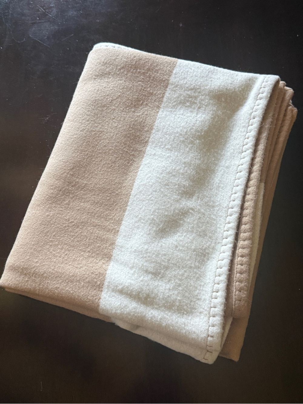 Quince Merino Wool Cashmere Luxury Throw Camel Ivory Blanket NWOT